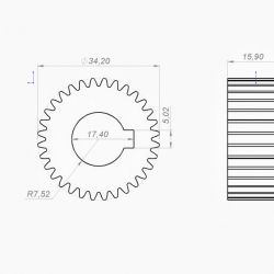Чертеж шестерни для шредера Kobra 240